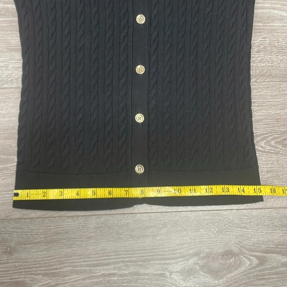 Talbots Cable Knit Crew Neck 3/4 Sleeve Black Sweater M - Picture 6 of 12